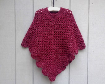 Womens poncho - Crochet shawl - Crochet poncho - Teens poncho - Retro style poncho - Womens shawl