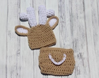 Baby Deer Outfit, Crochet Deer Set, Baby Deer Costume, Baby Deer Hat, Crochet Deer Hat, Baby Deer Set, Crochet Deer Outfit