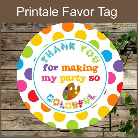 art party favor tags birthday painting party printable favor gift