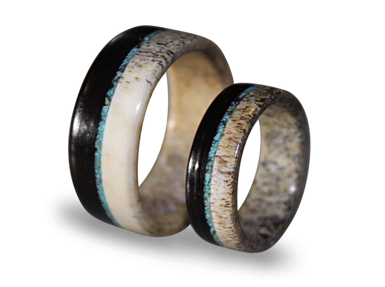 Wedding Band Set Deer Antler Ring Set With Ebony By RingOrdering   Il Fullxfull.991755181 C0fp 