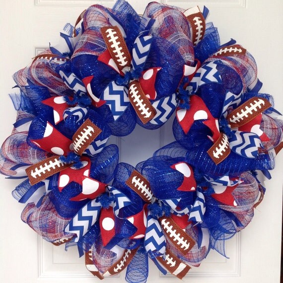 Custom Football Ribbon Wreath You Choose Team and Colors for