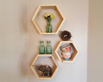 Honeycomb Hexagon Shelf Cubbies Wall Decor, Wall Shelf Box Set of Three