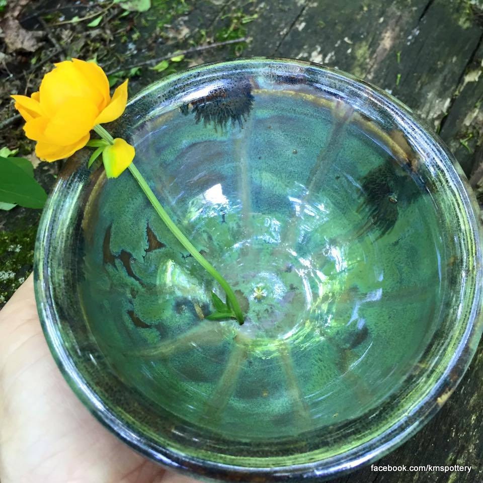 2 Pair Mini Serving Bowls Rolled Lip Starburst Green