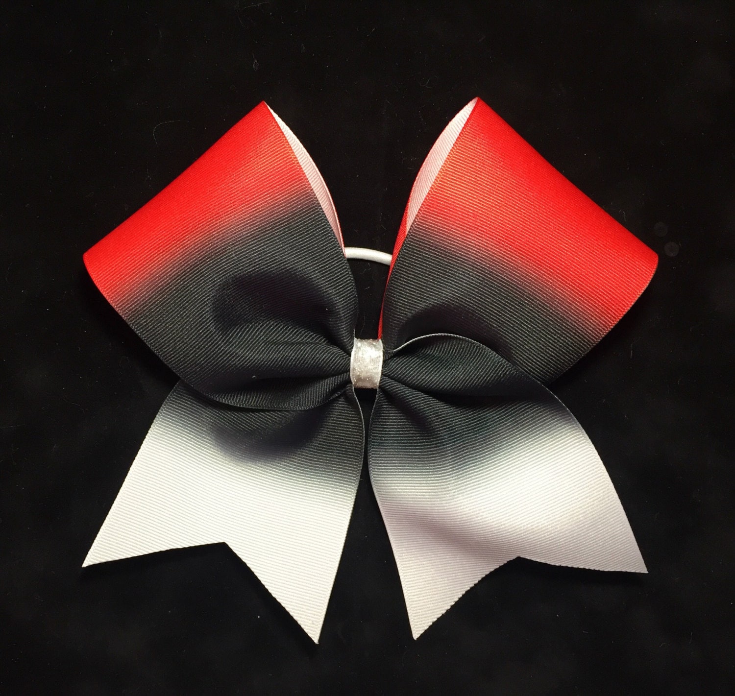 Black Red and White Ombre Sublimated Cheer Bow