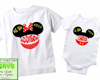 Sibling #2 - Big Sister and Little Brother Disney Personalized shirts