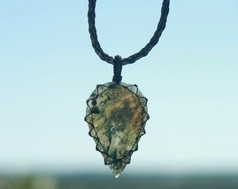 Handmade Moss Agate Necklace Heart Medium