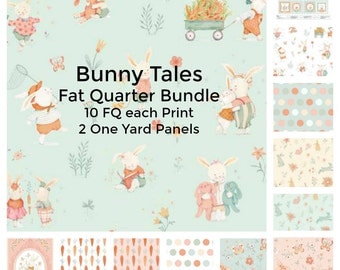 Bunny Fabric - Fat Quarter Bundle - Bunny Tales from Studio e - Modern fabric - Fabric by the Yard - Quilt fabric - Baby quilt kit
