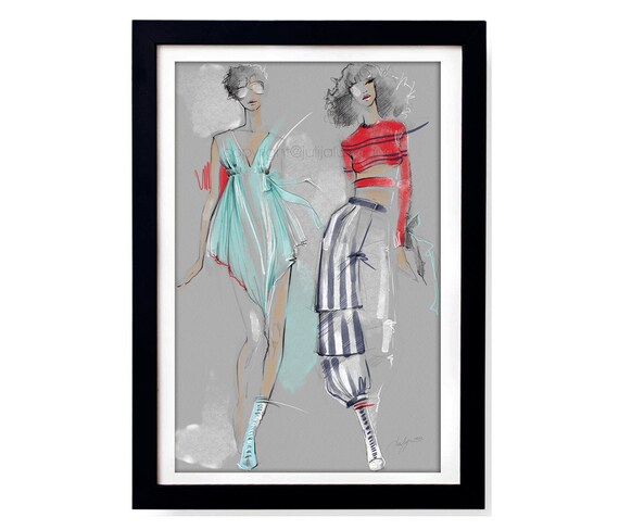 Fendi Fashion illustration print Poster art sketch on grey