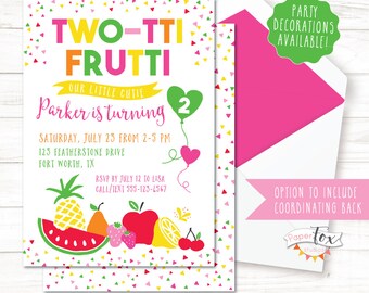 Twotti Frutti Birthday Invitation / Twotti Frutti Party / Tutti Fruitti Party / Tutti Frutti Invitation / Fruit Birthday / Twotti Fruitti