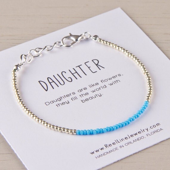 Daughter Bracelet in Silver & Matte Seed Beads Message