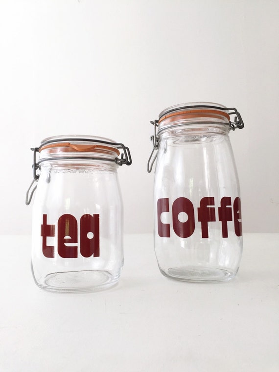 vintage French storage jars Coffee Tea canister Triomphe