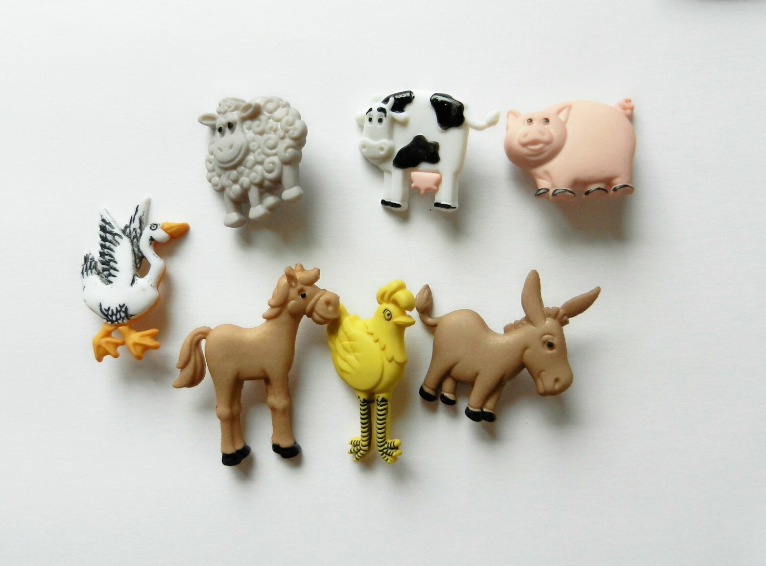 FUNNY FARM ANIMALS set of Dress It Up Novelty Craft Buttons