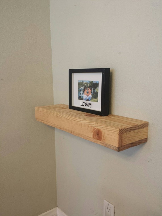 Rustic Distressed Natural Floating Shelf by SalvageRepurposed