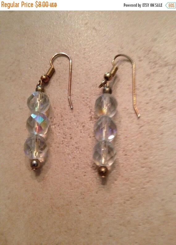 SALE Vintage Crystal Earrings Dangle Costume Jewelry