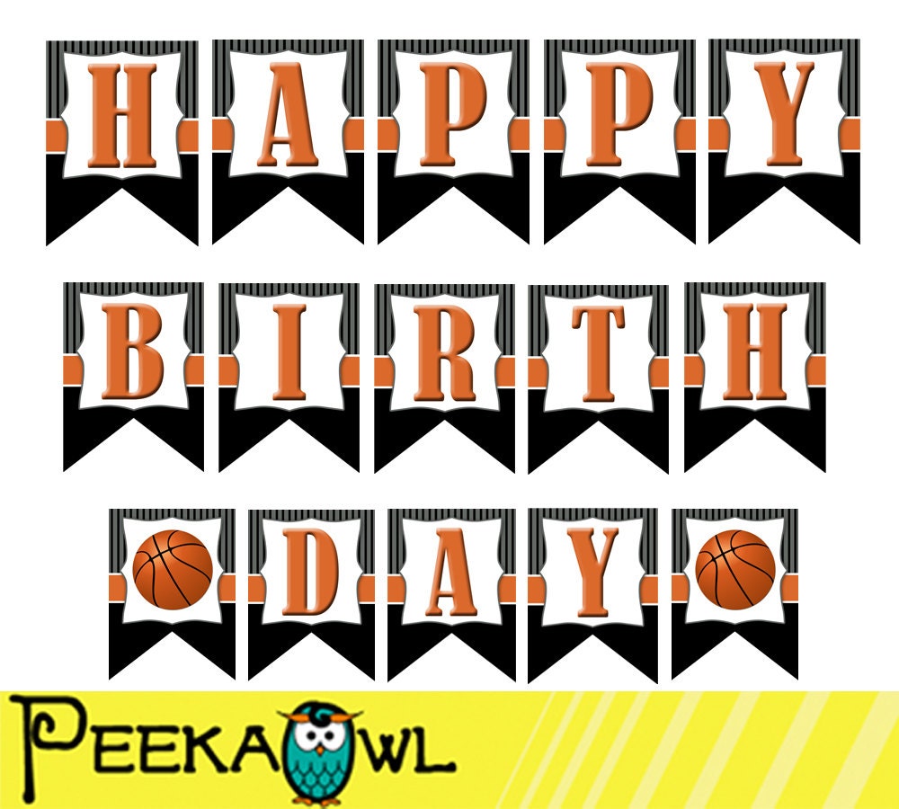 Instant download Basketball birthday Banners Boys basketball