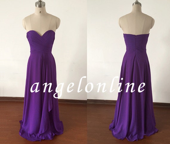 Purple Bridesmaid Dressruffles Strapless By Angelonlinedress 4035