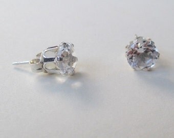 White Topaz gemstone sterling silver ear-rings