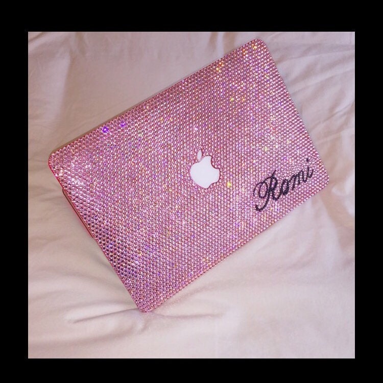 Laptop Case Rhinestone macbook case Handmade light rose light
