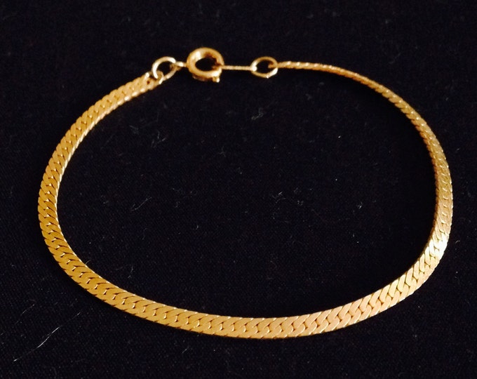 Storewide 25% Off SALE Vintage Gold Tone Interlocked Herringbone Bracelet Featuring Wonderful Slim Design Style