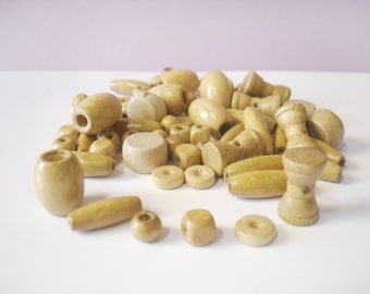 100 Mixed Wooden Beads, Mixed Size and shape natural wood beads, Jewelry Making, Ref#WB100X