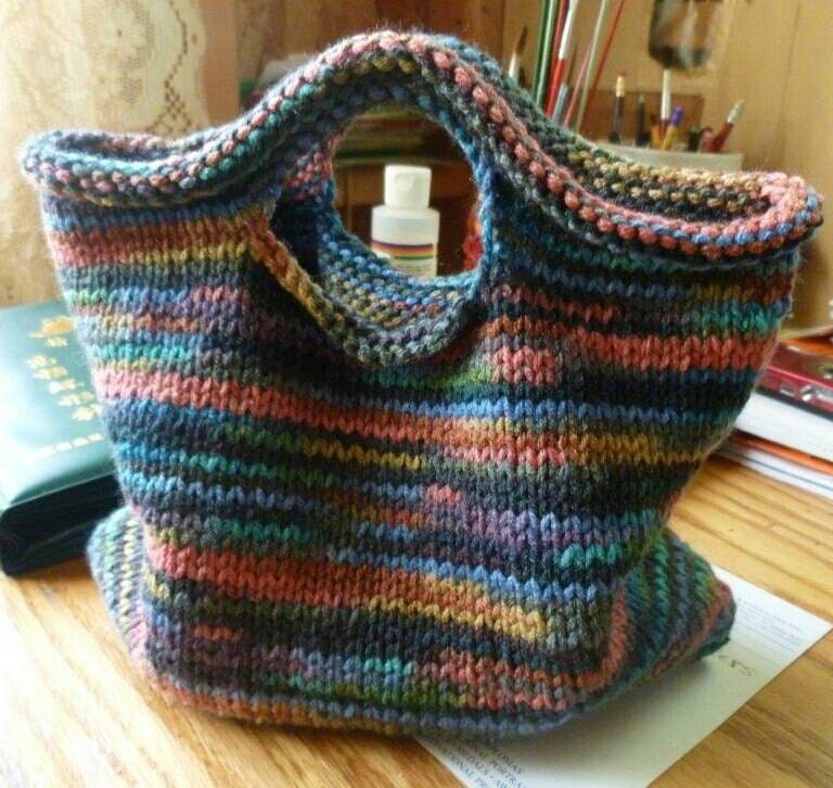 Hand knit buttonhole bag boho bag hobo bag knit