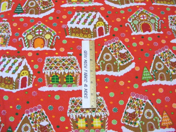 Gingerbread Houses Christmas Fabric~by the yard~Sugar & Spice Fabrics ...