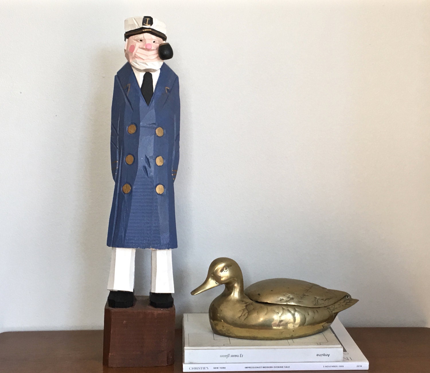 Huge Vintage Wood Sea Captain Fisherman Sailor Statue Figurine