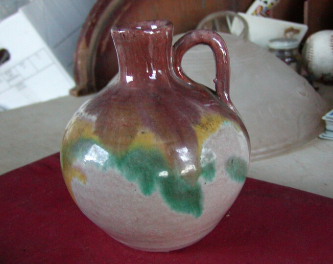 Glazed multicolored Art Pottery Vase