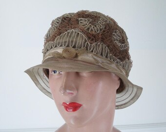 Reserved ..Original Cloche Hat 1920's Horsehair Size L .1920's Horsehair Cloche . Authentic Flapper Cloche . Flapper . 1920's . Cloche Hat .