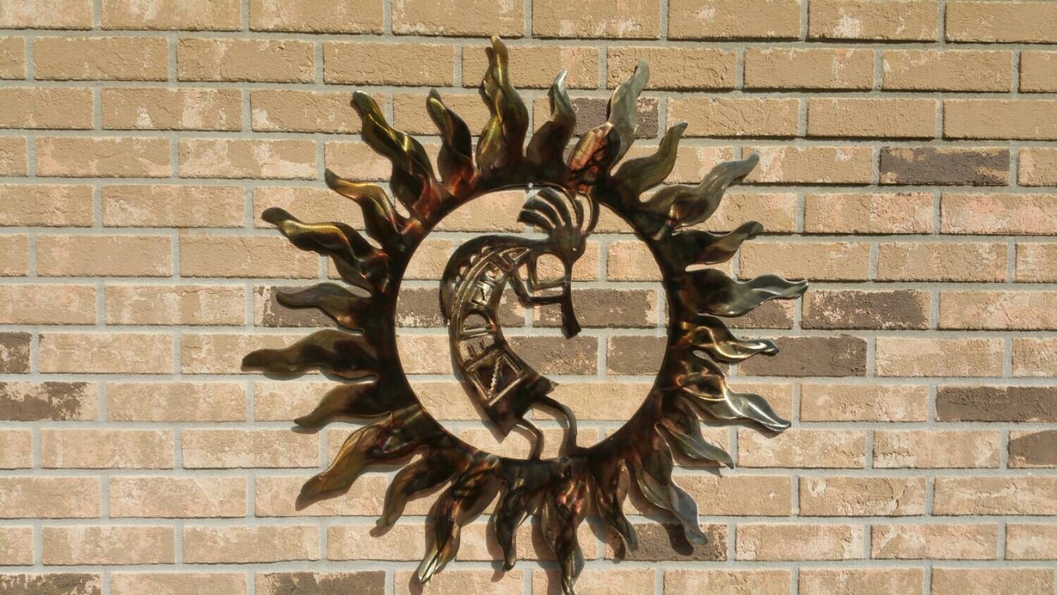 Kokopelli Fertility Wall Hanging, Outdoor Metal Art, Southwestern Decor