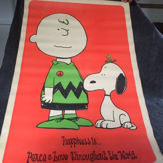 RARE vintage Peanuts Snoopy black light poster 1970s