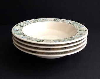 Mid Century Atomic Taylorstone Bowls, Set of 4, Taylor Smith Taylor, Cathay, Soup Bowls, Salad Bowls