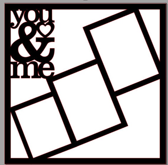 You & Me frame die cut Scrapbook Cardstock Overlay 12x12