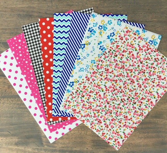 Set of 8 self adhesive fabric sticker sheets A5 ST09
