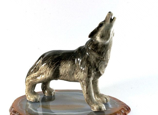 porcelain wolf figurine