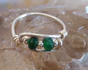 Natural Emerald Ring - Handmade Solid 925 Sterling Silver Ring - USA Size 2-12