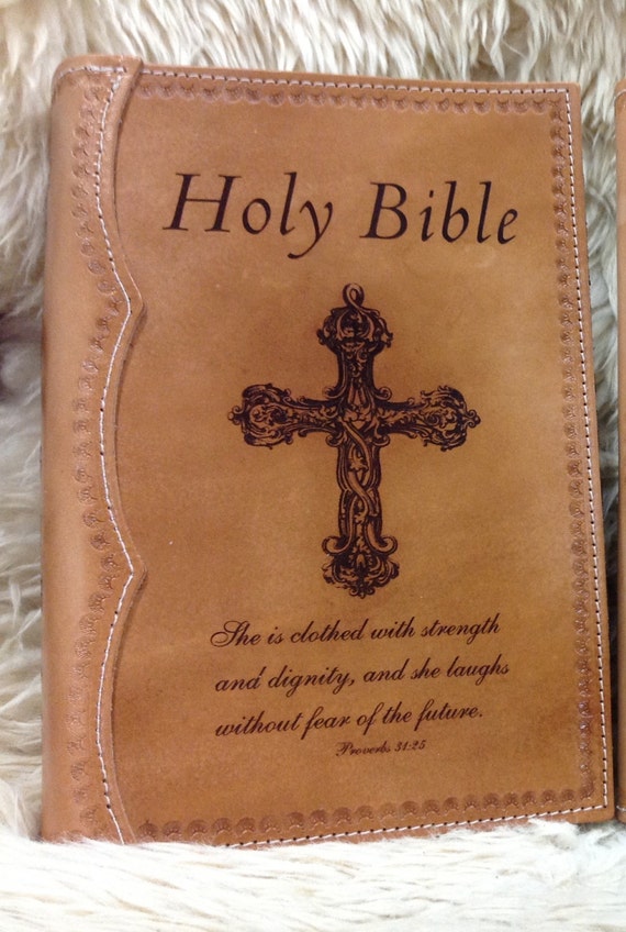 Handcrafted Full Leather Bible Cover Laser Engraved With