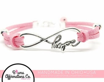 Breast Cancer Bracelet | Survivor Bracelet | Infinity Hope Bracelet | Breast Cancer Charm Bracelet | Breast Cancer Awareness Jewelery