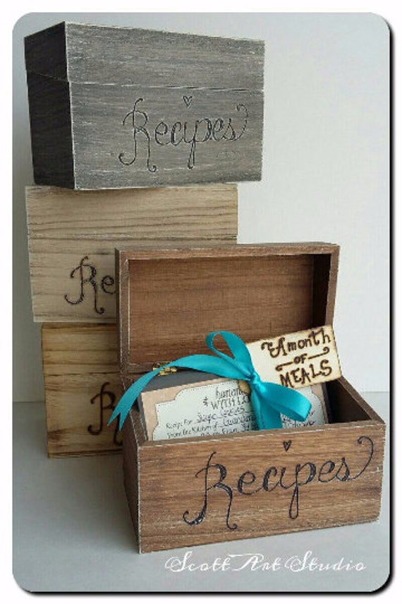 Recipe Box holds 4x6 cards bridal shower recipe by ScottArtStudio
