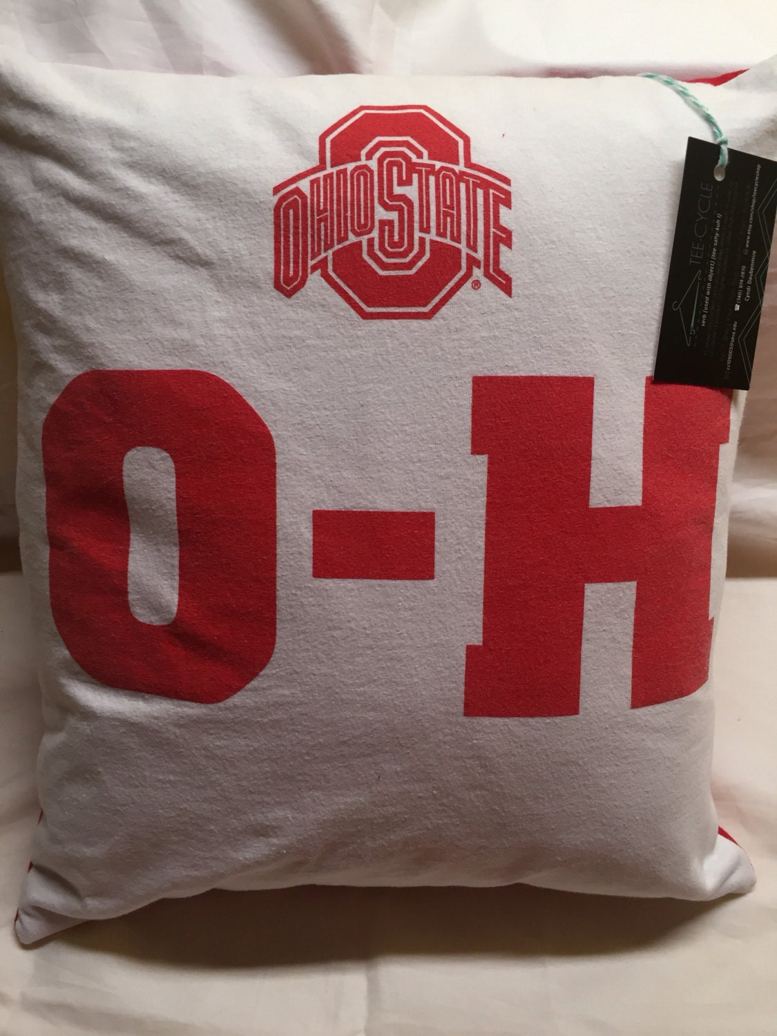Columbus Ohio university TShirt Pillow 14x16 Upcycled One of