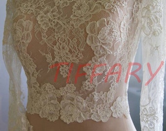 Wedding bolero, top, jacket of lace,alencon, sleeve long or 3/4, front of a full, . Romance bridal bolero KARINA