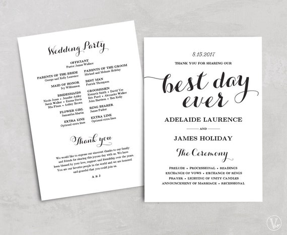 Wedding Program Template Kraft Paper Program DIY by VineWedding