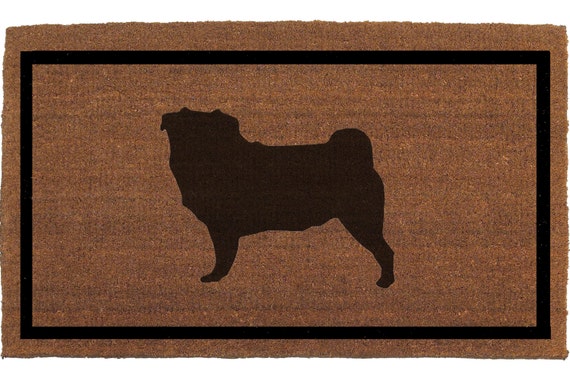 Pug Dog Door Mat - Coir Doormat Rug, 2' x 2' 11" Welcome Outdoor Mat ...
