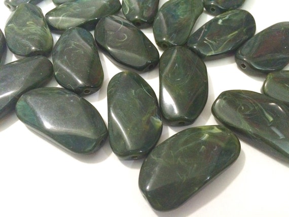 Large Olive Green Gem Stone Beads Acrylic Beads that look