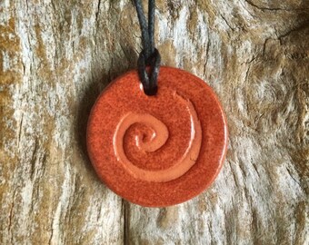 Essential Oil Diffuser Necklace, Spiral Clay Pendant, Unisex Diffuser Necklace, Terracotta Aromatherapy Jewelry