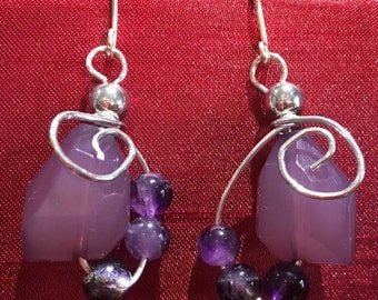 Lavendar, amethyst handmade earrings