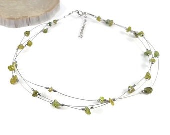 Peridot necklace, silver choker necklace, genuine peridot jewelry, handmade necklace choker, green crystal jewelry, crystal necklace trysna