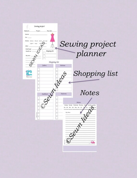 Printable Sewing Project Planner PDF Sewing Planner by SewnIdeas