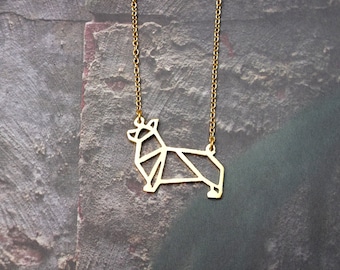 Corgi Necklace, Dog Necklace, Origami Necklace, Corgi Jewelry, Dog breeds, Pet jewelry, Dog Lover, Birthday gifts, Gift under 20