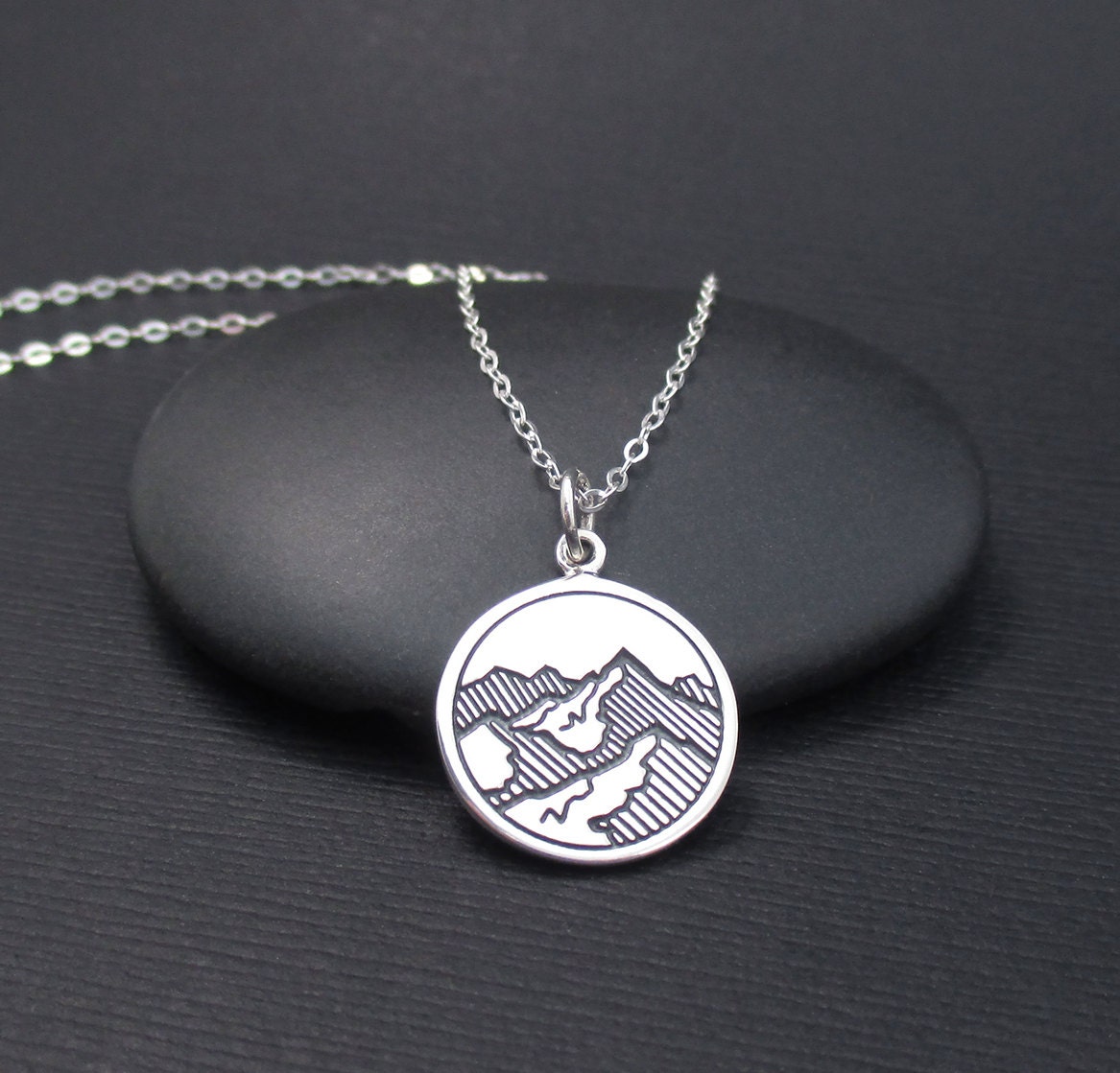 Mountains Necklace Sterling Silver Mountain Range Necklace.
